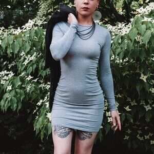 Cozy Grey Strech Bodycon Dress